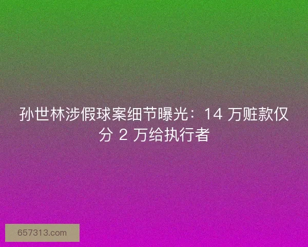 孙世林涉假球案细节曝光：14 万赃款仅分 2 万给执行者