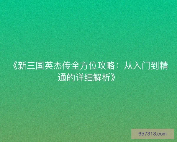 《新三国英杰传全方位攻略：从入门到精通的详细解析》