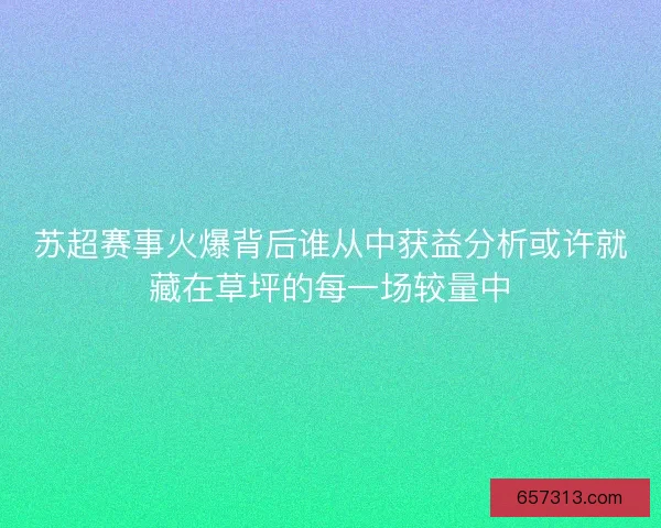 苏超赛事火爆背后谁从中获益分析或许就藏在草坪的每一场较量中