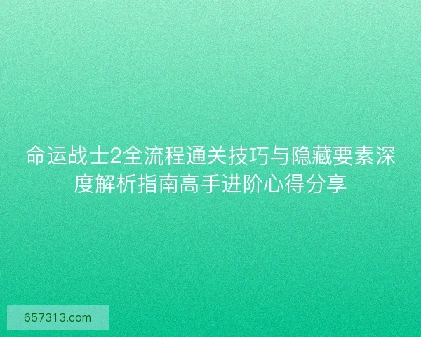 命运战士2全流程通关技巧与隐藏要素深度解析指南高手进阶心得分享