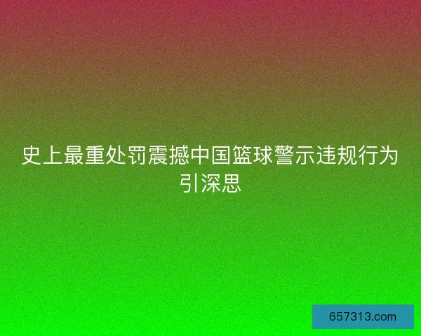 史上最重处罚震撼中国篮球警示违规行为引深思