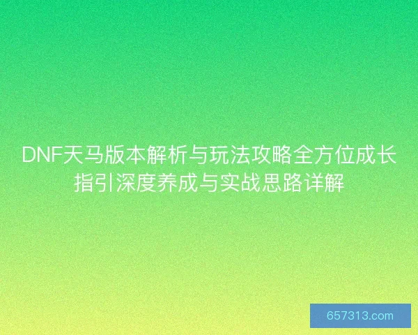 DNF天马版本解析与玩法攻略全方位成长指引深度养成与实战思路详解