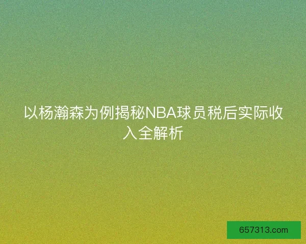 以杨瀚森为例揭秘NBA球员税后实际收入全解析